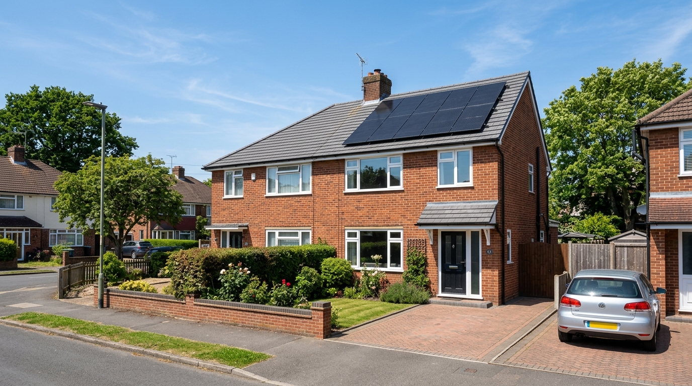 Professional rooftop solar panel installation on a British residential property in Walthamstow London